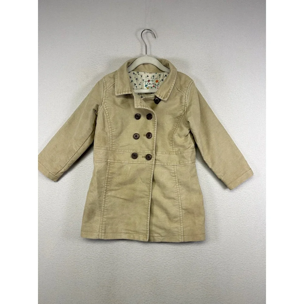 Dark Academia Old Navy Kids 5T Tan Corduroy Double Breasted Peacoat‎ Jacket